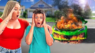 Our $100K Corvette BURST Into Flames! 😳 (Prank Went Horribly WRONG!)