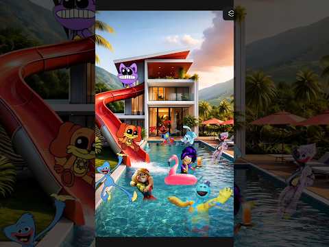 The Craziest Pool Party Ever! ๐ฑ๐ Giant Slide Chaos! #poppyplaytime #party