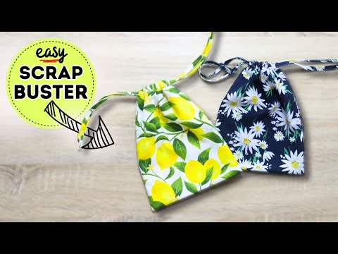 HOW TO sew an EASY drawstring bag? 10 minute SCRAP BUSTER