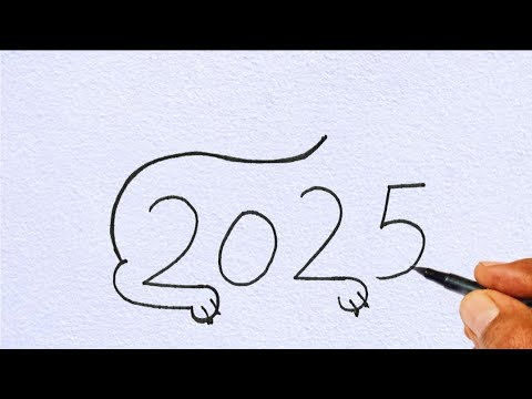 Draw Lion From 2025 Number |Drawing LionFor beginners |Lion Drawing Sketch