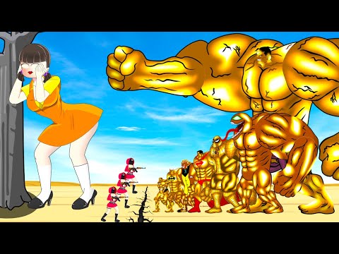 Evolution Of GOLD HULK & SPIDERMAN, JOKER, VENOM Playing Squid Game 2 Animation | 어몽어스 오징어 게임 2