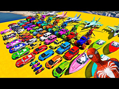 GTA V Epic New Stunt Race For Car Racing Challenge by Spider-man and Friends With Amazing Car Planes