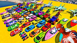 GTA V Epic New Stunt Race For Car Racing Challenge by Spider-man and Friends With Amazing Car Planes