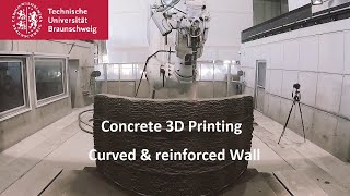 Shotcrete 3D Printing of a double curved reinforced concrete wall