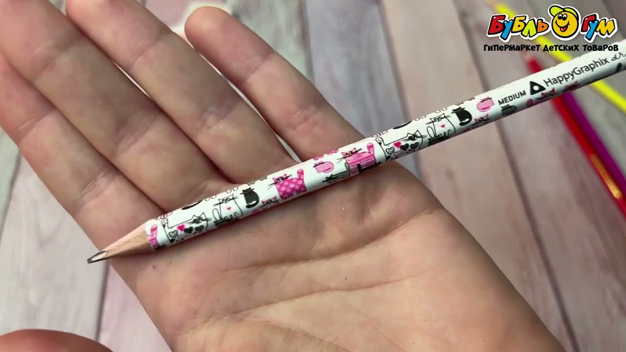 Карандаш Розовые котята чернографитовый  - видео