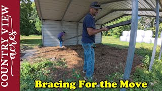 Installing Bracing Inside the Carport So We Can Move it With a Trailer