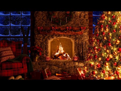 A Cozy Christmas Fireplace Ambience With Piano Christmas Music & Crackling Fire