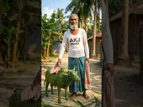 Lovely Cow Made Of Coconut Leaves😱 #beautiful #cow #coconutleaves #viral #shortvideo #shorts