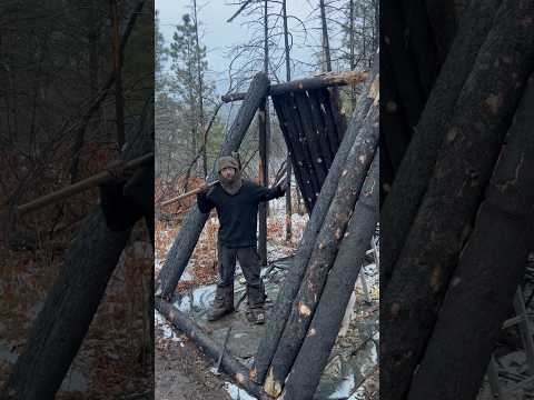 Mountain man #willsurvives #snow #aloneoffgrid #offgridcabin #bushcraft #winter #cabinlife #cabin