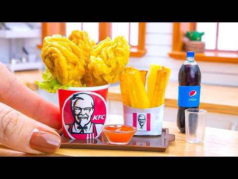 Amazing Kentucky Chicken Mini Burger, Fast Food Recipe from Tiny Yummy, ASMR Cooking