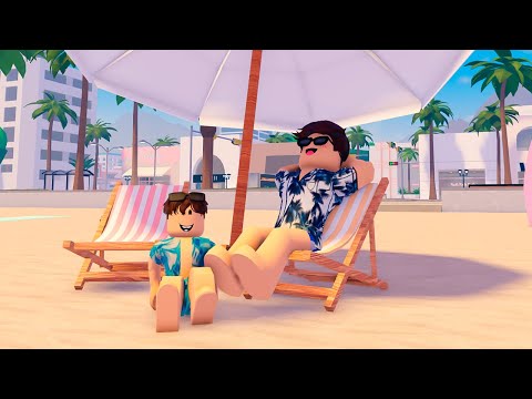 ROTINA NA PRAIA COM O MEU FILHO NO BERRY AVENUE! - Roblox