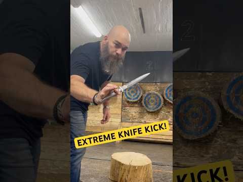 World Champion Knife Thrower Tries Impossible Knife Kick Trickshot!
