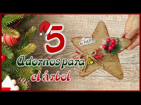 5 ADORNOS FÁCILES PARA EL ÁRBOL NAVIDEÑO - Crafts to decorate the Christmas tree - Ideas de navidad