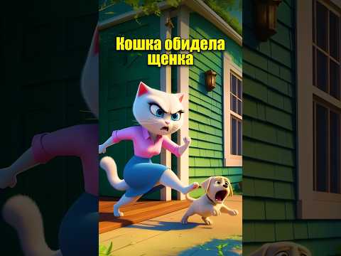 Кошка обидела щенка #котик #юмор #мультик #dalle3 #chatgpt #aiart #aicat #ai #ии #нейросеть #cats
