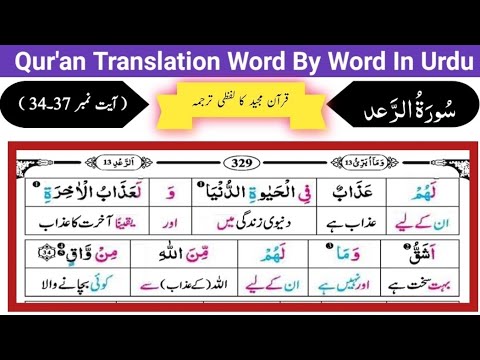 Surat Ur Raad 34-37 | Quran Translation Word By Word In Urdu | Quran Sharif