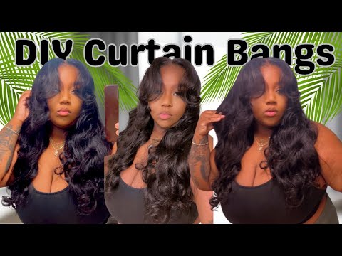 DIY CURTAIN BANGS FOR BEGINNER || READY TO WEAR PRE CURLED HD FRONTAL WIG INSTALL || YOLISSA HAIR