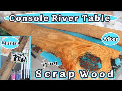 I made a River Table from Scrap Wood! | DIY Sofa Console Table