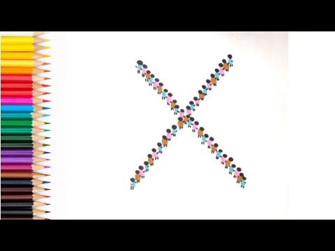 Alphabet X 3D Human Chain Drawing | Easy Drawing and Coloring for Kids | Fun and Learning Video #yt