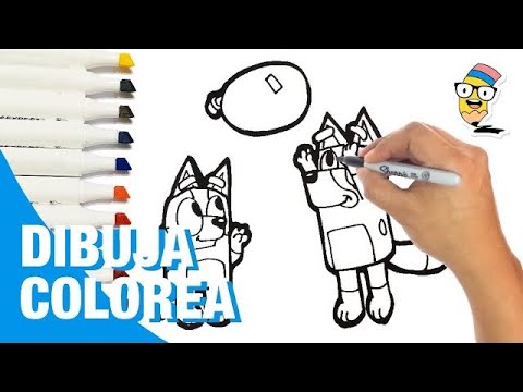 Dibuja y Colorea a BLUEY y BINGO  🐕🐕🔵✍️🟢 Dibujos Para Niños