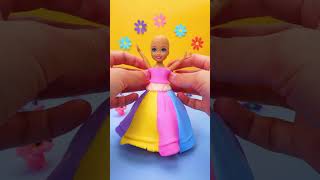 Transforming a Doll with Polymer Clay! 🌈👗 Cute Dress DIY #fun #shorts