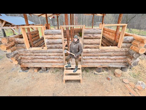 I Alone 35 Days Building a LOG CABIN in the Winter Forest with My Dog, Winter Challenges Ep.9