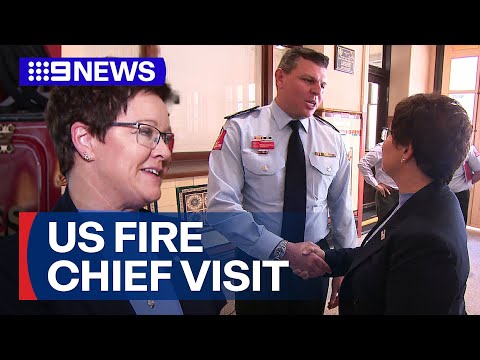 US fire chief tours Sydney's fire stations and meets firies | 9 News Australia