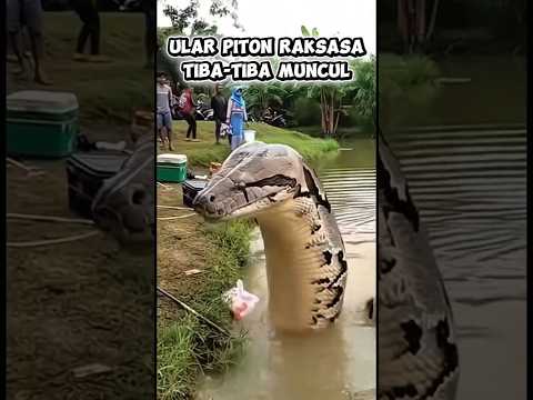 Ular Piton Raksasa Penunggu Sungai Muncul Tiba-Tiba 😱 #shorts #viral #trending #short