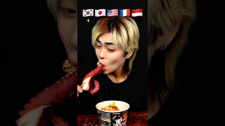 Trying Buldak sauce with whipped cream 🌏🤔💭🔥 #mukbang mukbang #asmr #challenge #cat