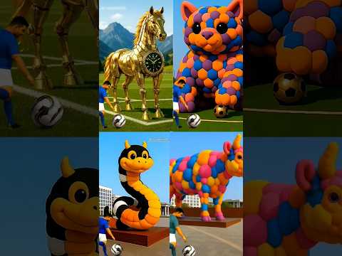 One by One, the Balloons Drop and the Fun Starts Snake Horse Panda Cow #shorts
