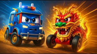 Monster Car is Scaring Everyone at the Amusement Park! 🎢 | Truck Videos for Kids