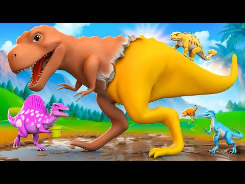 Magical Gold & Mud T-Rex Transformation in an Epic Jurassic World Rescue Adventure!