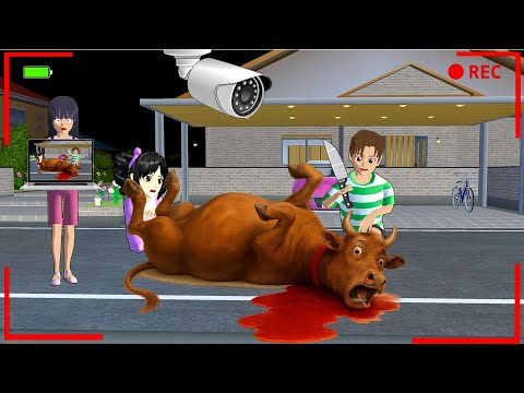 Yuta Mio Panik CCTV Merekam Yuta Potong Sapi Besar di Depan Rumah😱 | Sakura School Simulator