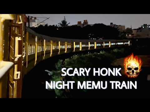 MEMU Train Scary Continuous Honking at night #trainvideos  #locopilot #train  #trains