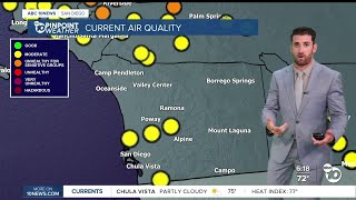 ABC 10News Pinpoint Weather with Max Goldwasser: Still hot, and could also get smoky