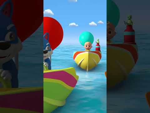 balloon boat race | JJ's Animal Time #beach #balloon #boat #race #shorts
