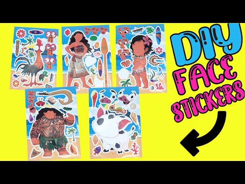 Moana 2 Movie DIY Silly Face Stickers with Maui, Simea, Hei Hei, Pua Dolls