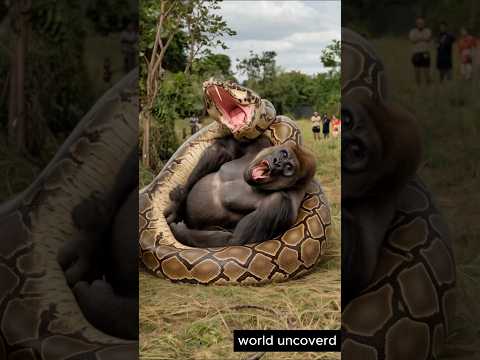 Gorilla vs. Giant Python: A Battle for Survival #shorts