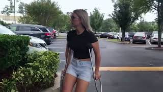 Sexy blond women with broken ankle SLC 