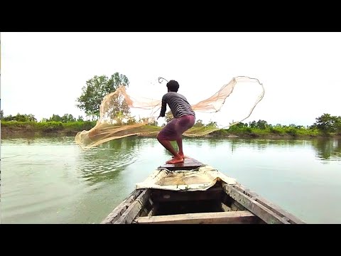 Fishing Video 🐟🐟 Traditional Net Fishing 🎣 Catching Little Fish By Net ~ River Fishing (Part-28)