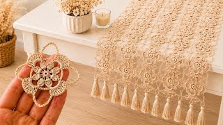 ⭐️Perfect❗️How to Make a Square Flower Motif Crochet Pattern for Beginners (For Runner, Curtains)