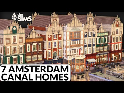 The Sims 4: Amsterdam Canal Townhouses | 7 Row Homes Speed Build (No CC)