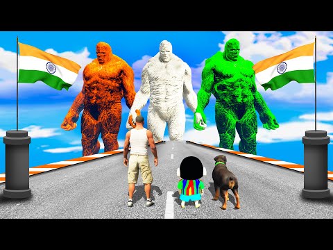 GTA 5 | GTA5 SHINCHAN & FRANKLIN CREATED REPUBLIC DAY TRI COLOUR GIANT GODS IN GTA 5