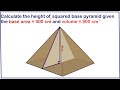 Pyramid Volume and Height Calculations