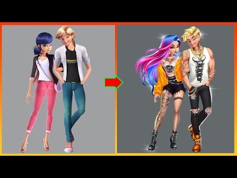 Transforming Miraculous Ladybug, Catnoir Into Bad Boy, Bad Girl - Miraculous GLOW UP