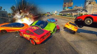 Cars GTA 5 Street Supercar Race McQueen Ferrari Lamborghini McLaren Mustang Camaro Maserati Battle