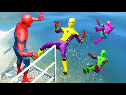 GTA 5 Water Ragdolls Rainbow Spiderman Jumps/Fails (Euphoria Physics | Funny Moments) #13