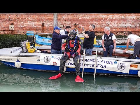 YouTube video thumbnail: The Gondoliers Dive Deep to Reclaim Venice’s Beauty