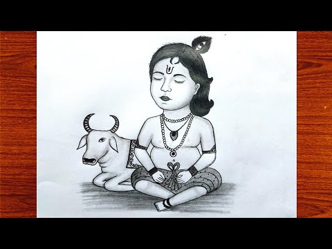 How to draw Krishna with Cow | Easy drawing step by step | Krishna drawing | easy drawing
