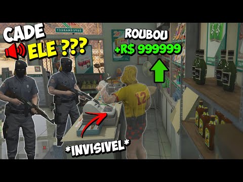 FIQUEI INVISÍVEL e ASSALTEI uma LOJINHA no GTA RP (DEU RUIM KKKK)