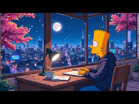 Moonlit City Lo-fi 🌙 Study Beats with Cherry Blossoms & Urban Ambiance 🎧